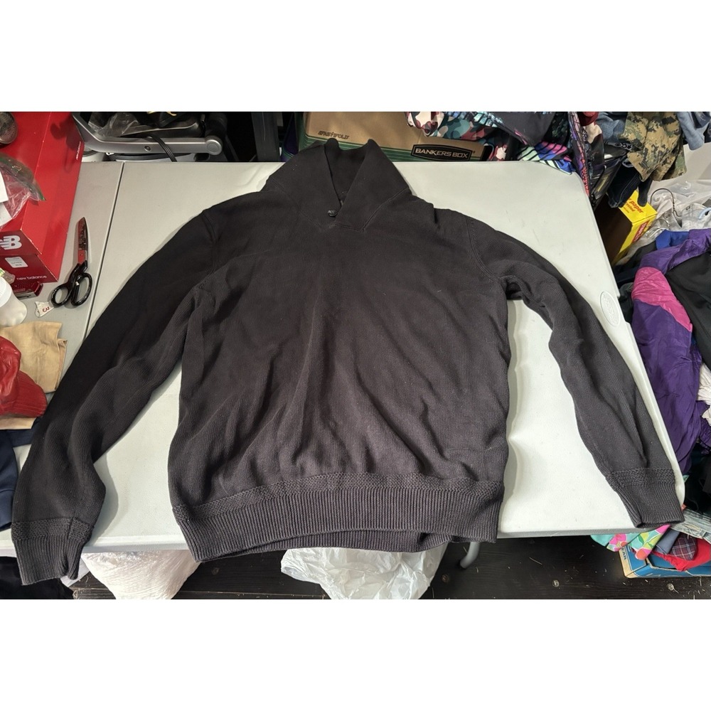 REFECTORY London Sweater Mens XL Black Cotton 1 Button